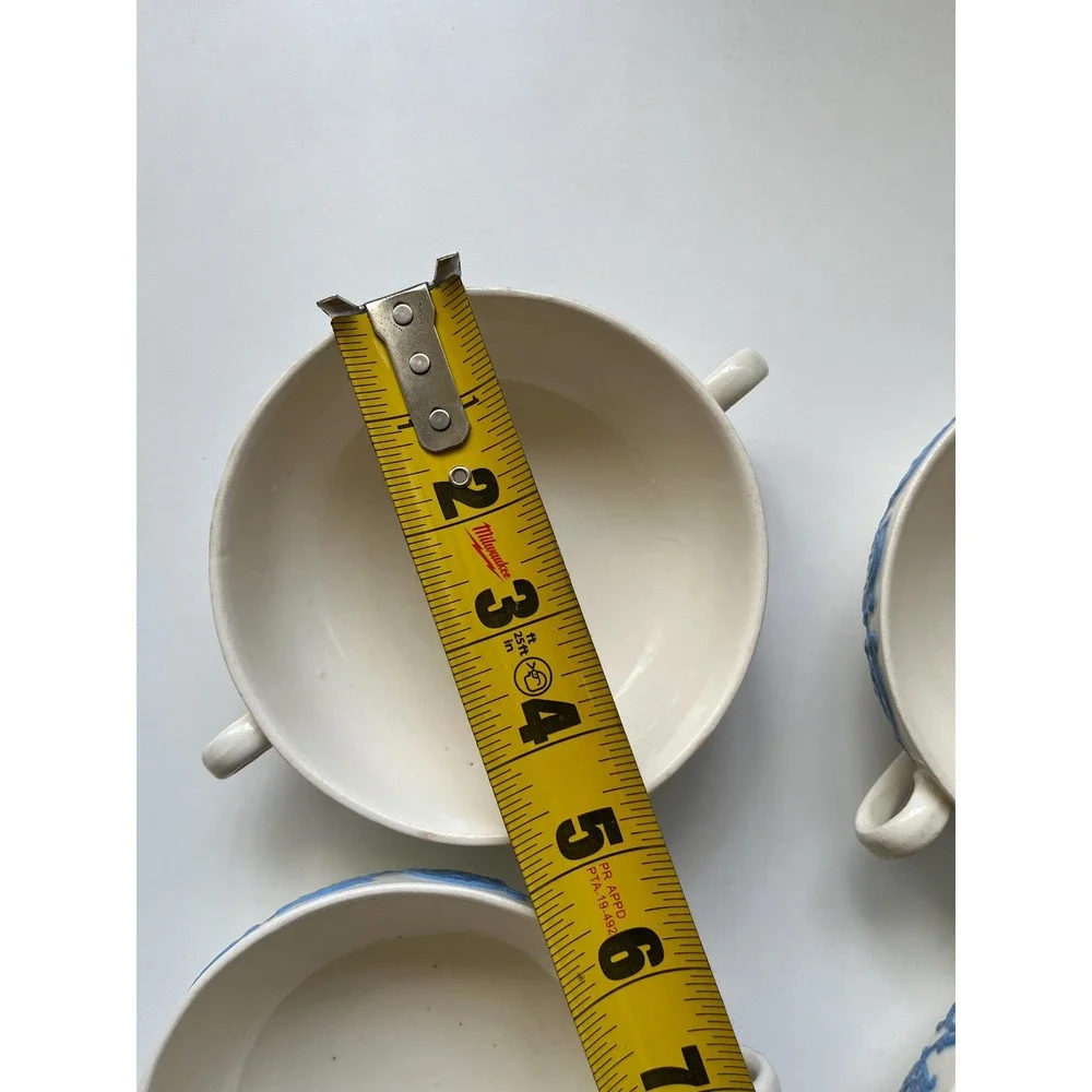 Set of8 Soup Cups ANTIQUE Royal Adams England Ivory Victorian Ware Chelsea Blue